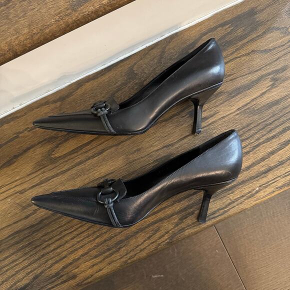 Gucci Black Leather Pumps Horsebit Pointed Toe Size 36C - Picture 7 of 14